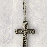 Vintage Estate Marcie USA Pewter Cross Pendant & Chain Silver Photo 0