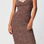 Free People  Umber Earth Brown Standout Smocked Convertible Midi Dress Sz S NWT Photo 0