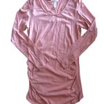 Ambiance Apparel Ambiance Maternity Long Sleeve Rose Pink Sheer Ruched Crewneck Comfort Size M Photo 2