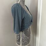 Urban Outfitters Outfitter Medium Powder Blue Twist Cropped Top. Raw Hem. Balloon Sleeves. Photo 14