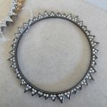 Boutique Set Of Three Bangle Bracelet Set Starburst with Rhinestone Gold Silver Grey Photo 4