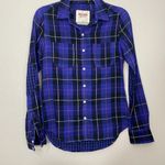 Mossimo Multicolor Blue Black Plaid Fall Flannel Woman’s Size XS/TP Photo 1