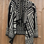 Staring At Stars  Southwest Print Draped Open‎ Cardigan Women's Small Black White Photo 0
