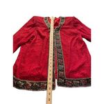 Laurence Kazar New York Red Beaded Silk Evening Holiday Jacket XL Photo 3