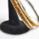 Source Unknown Holiday Ready Gold Tone Beaded Rhinestone Bangle Glam Party 2pc Bracelets Photo 2