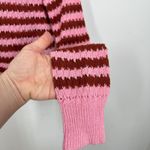 VERO MODA  Pink Brown Striped Open Knit Cropped Pullover Sweater XS NWT Beach Photo 7