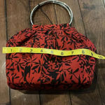 Liz Claiborne red & black print handbag, silver handles. 9” X 8” NWT Photo 9
