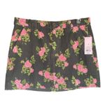 Wild Fable NWT Black Corduroy Short Skirt w/ Pink Flowers Size 10 Photo 0