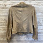 Iris Setlakwe Womens Size 2 Jacket Tan Perforated Faux Suede Short Biker Zipper Photo 5