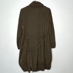 Eileen Fisher Bubble Hem Funnel Neck Belted Trench Coat Jacket Olive Size XS Photo 5
