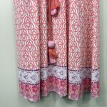 Cabana Life Napa Tie Waist Tassels Coral Orange White Midi Dress Size SMALL Photo 7