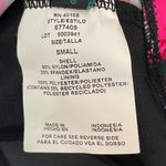 Aqua Green Swimsuit Floral Pink Black Size Small One Piece V-Neck Bathing Suit Photo 10