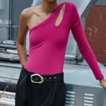 ZARA  • Bodysuit • Magenta • One Long Sleeve • Small Photo 0