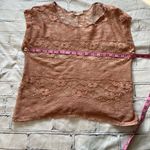 Crystal K Sheer Lace Short Sleeve Blouse Women’s Small Nude Floral Mesh Top Y2K Brown Photo 11