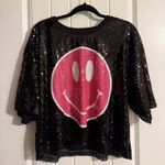 Main Strip Sequin Smiley Face Tee Photo 0