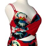 Lila Rose Lela Rose Women's Swim Tank Top Red Black Abstract Floral Size 42DDD Photo 5