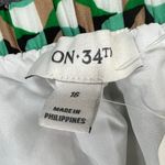 On 34th Mini Skirt Womens 16 Catalina Green Combo Geometric Pleated Retro Chic Photo 9