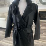 Amalfi Leather belted Jacket black trench Coat Size Medium 90’s Y2K matrix Photo 0