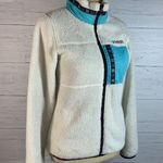 Adidas Neo Fuzzy teddy bear fleece jacket white/blue size XSmall US womens Photo 5