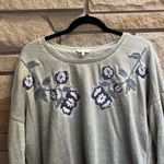 Lucky Brand Floral Embroidered Top Long Sleeves Light Sage Green Boho Large Photo 7