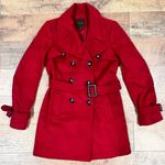 The Limited  Red Wool Belted Pea Coat Photo 11