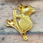Figural Faux Pearl Koala Bear Brooch Gold Tone Rhinestone Accents 1.5" Photo 4