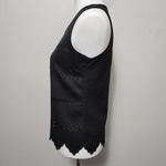 Joy Joy  Black Textured Sleeveless Lattice Blouse Size XS Photo 2