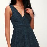 Lulus Navy Blue Lace Skater Dress Photo 1