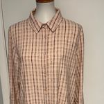 Calvin Klein Plaid Button-up Women's Over-sized Collard Shirt - Size L Photo 1