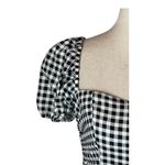 Likely Shirt Women Small Black White Gingham Cavanaugh Puff Sleeve Crop Peasant Photo 5