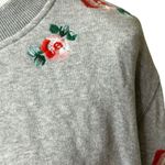 Madewell Mile(s) Embroidered Cutoff Sweatshirt Small Gray Floral Oversized Photo 2