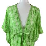 Urban Outfitters  Green Floral Mesh Sheer Kimono Cover Up Festival Beachy Photo 2