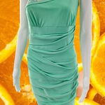 DEB Mint‎ Green One Shoulder Dress with Beaded Collar Size M Size M Photo 0