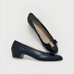 Ferragamo Salvatore Vara Lillaz Navy Bow Pumps Heel Shoes 9.5 AA Photo 0