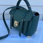Michael Kors Racing Green Manhattan Satchel Medium Leather MK Signature Photo 2
