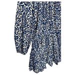 ZARA  Dress Womens L Geometric Ruffle Keyhole Tie Long Balloon Sleeve Blue White Photo 12