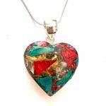 925 Sterling Silver Oyster Copper Turquoise Gemstone necklace Pendant Jewelry Red Photo 1