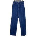 ZARA Straight Wide Leg High Rise Extra Long Casual Denim Jean 4 Dark Blue Wash Photo 9