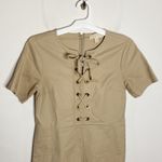 Michael Kors Michael  tan lace up cotton blend shift t-shirt dress size 6 Photo 2