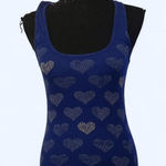 EXPRESS navy blue heart print vintage 2000s tank top Size S Photo 0