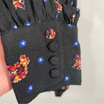 Free People Two Faces Black Floral Print Smocked Long Sleeve Mini Dress Size S Photo 8