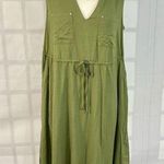 Torrid Women's Sleeveless cinched Waist Gold Chain Notch Necklaine Green Dress 0 Photo 0