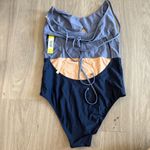 Summersalt  The Swan Dive One-Piece Swimsuit Navy and Light Blue Size 12 NWT Photo 2