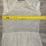 Olivaceous Off-White Eyelet Sheer Lightweight Knee Length Short Sleeve Dress L Photo 7