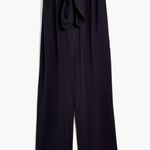 Madewell NWT Petite Black Satin Tie Front Strapless Jumpsuit Sz 8P Photo 3
