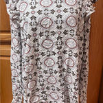 Loft Medallion Print Ruffle Shoulder Bubble Hem Long Sleeve Blouse Top Size XL Photo 0