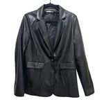 Doe & Rae  Farah Blazer Faux Leather Black Women’s Size Medium Photo 1