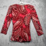 INC International Concepts Red Paisley Mesh Ruched Women Medium Y2K Vintage Photo 2
