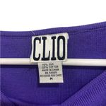 Vintage CLIO Silk & Cotton Beaded Fringe Top M Purple Square Neck Tank Pullover Size M Photo 1