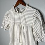 Madewell Ruffle Neck Keyhole Top blouse in Stripe ribbon tie AK053 size small Photo 6